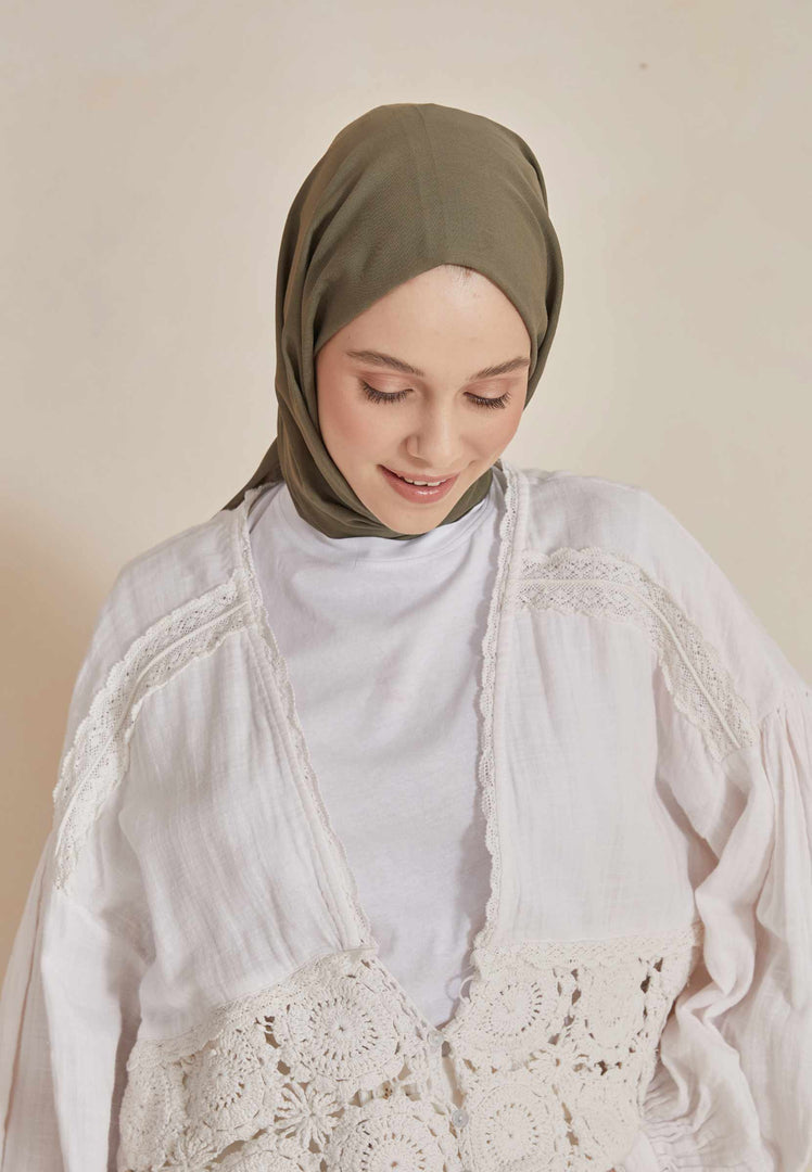Thin Cotton Voile Hijab Military Khaki