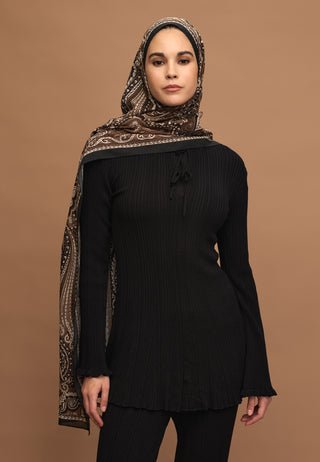 Ethnic Floral Patterned Hijab Earth