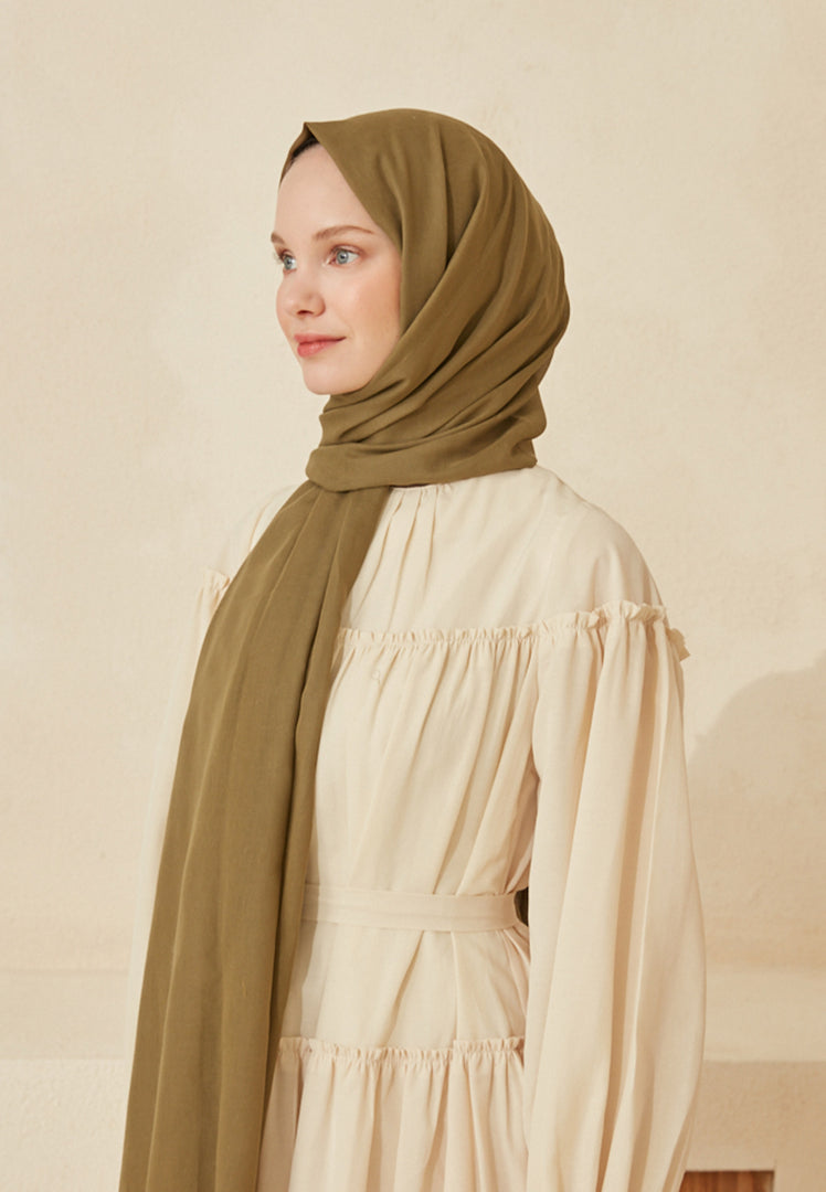 Thin Cotton Voile Hijab Olive Green