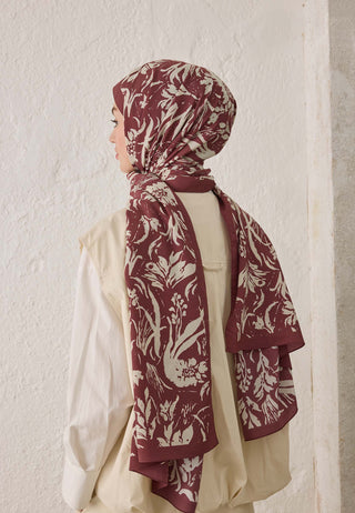 Violet Patterned Hijab Burgundy