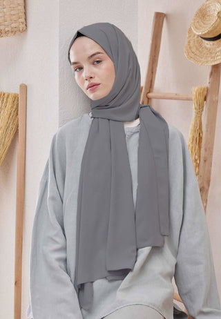 Medina Silk Hijab Light Gray