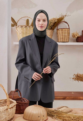 MEDİNE İPEĞİ ŞAL KOYU GRİ