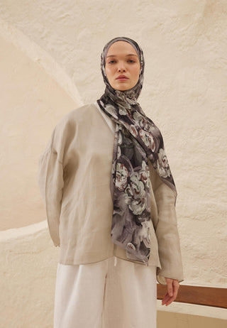 LAVİNİA DESEN RAMİ ŞAL ANTRASİT