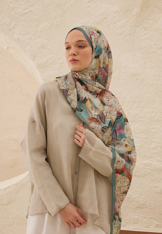 LİNDA DESEN RAMİ ŞAL İNDİGO