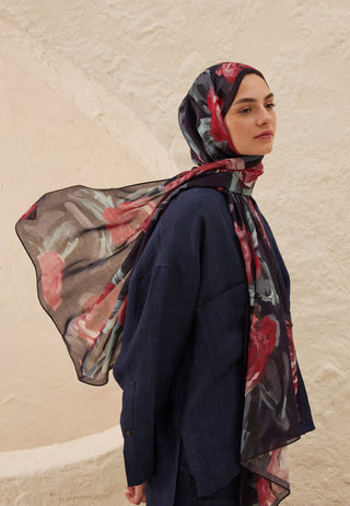 SUMMER ROSE DESEN RAMİ ŞAL LACİVERT