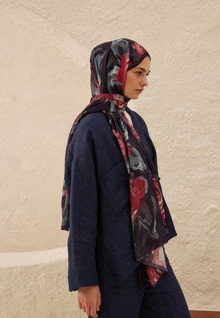 SUMMER ROSE DESEN RAMİ ŞAL LACİVERT
