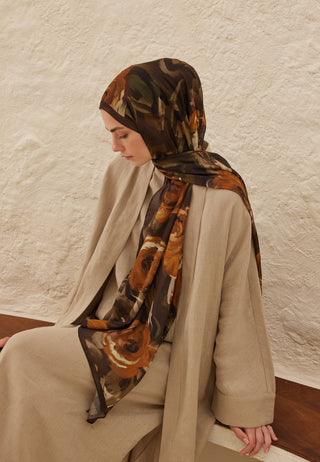 SUMMER ROSE DESEN RAMİ ŞAL KAHVE