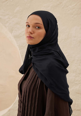 Rami Viscose Hijab Deep Navy Blue
