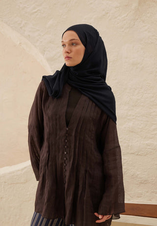 Rami Viscose Hijab Deep Navy Blue