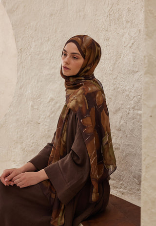 DARK GARDEN DESEN RAMİ ŞAL KAHVE