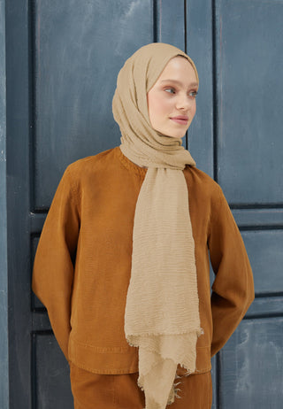 Crinkle Hijab Ivory Beige