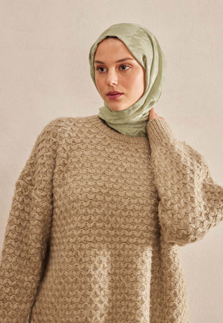 Houndstooth Jacquard Hijab Soft Green