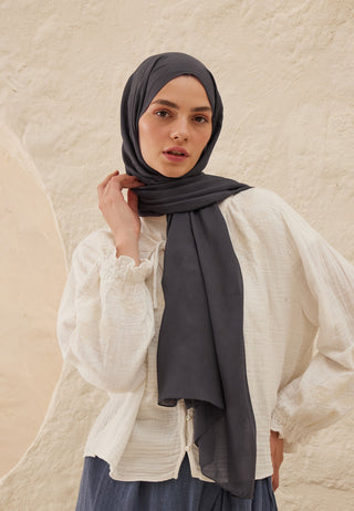 Rami Viscose Hijab Blue-Gray