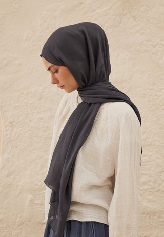 Rami Viscose Hijab Blue-Gray