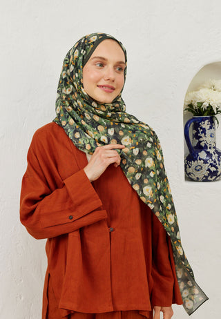 AGNES DESEN RAMİ ŞAL KOYU YEŞİL