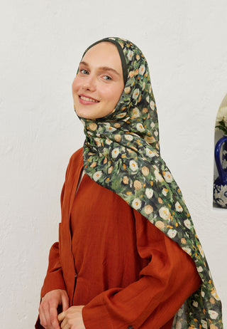 AGNES DESEN RAMİ ŞAL KOYU YEŞİL