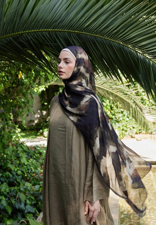 Batik Patterned Rami Hijab Black