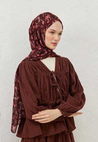 CHERRY DESEN RAMİ ŞAL BORDO