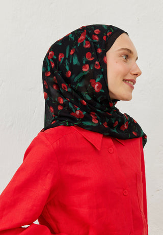 CHERRY DESEN RAMİ ŞAL SİYAH