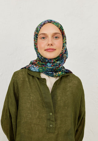 TINY BOUQUET DESEN RAMİ ŞAL SİYAH