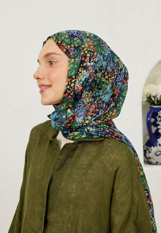 TINY BOUQUET DESEN RAMİ ŞAL SİYAH