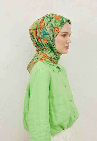 PEACH GARDEN DESEN PAMUK VUAL EŞARP ŞEFTALI