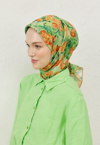 PEACH GARDEN DESEN PAMUK VUAL EŞARP ŞEFTALI