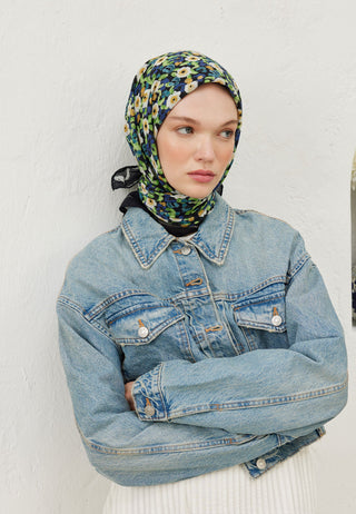 SERENA DESEN PAMUK VUAL EŞARP SİYAH