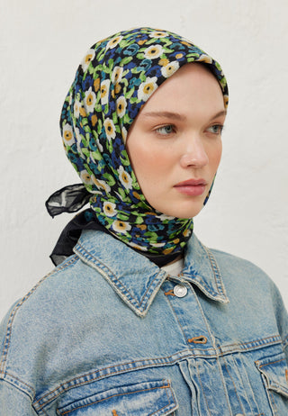 SERENA DESEN PAMUK VUAL EŞARP SİYAH