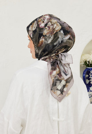 Lavinia Patterned Cotton Voile Scarf Rosewood