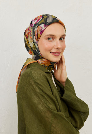 LAVİNİA DESEN PAMUK VUAL EŞARP ŞEFTALI