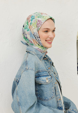 TİNY FLOWERS DESEN VUAL EŞARP MAVİ