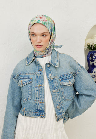 TİNY FLOWERS DESEN VUAL EŞARP MAVİ