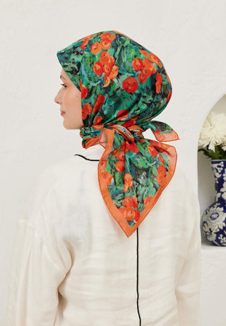 PEACH GARDEN DESEN PAMUK VUAL EŞARP SİYAH