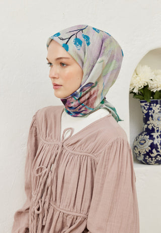 CAMELLİA DESEN PAMUK VUAL EŞARP LAVANTA