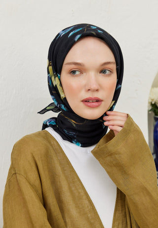 BRİDGET DESEN PAMUK VUAL EŞARP GECE MAVİSİ