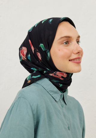 BRİDGET DESEN PAMUK VUAL EŞARP SİYAH