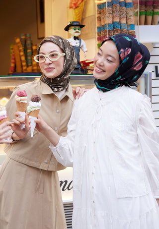 Bridget Patterned Cotton Voile Scarf Black