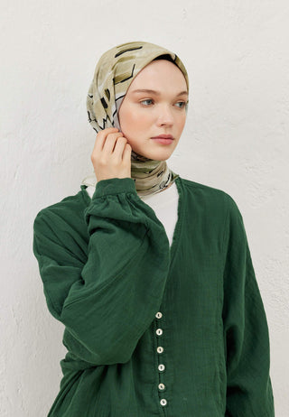 AMELİE DESEN PAMUK VUAL EŞARP HAKİ