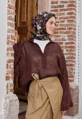 Emma Patterned Cotton Voile Scarf Rosewood