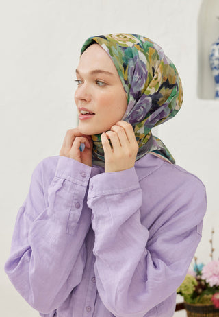 POPPY DESEN PAMUK VUAL EŞARP LAVANTA