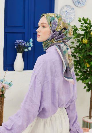 POPPY DESEN PAMUK VUAL EŞARP LAVANTA