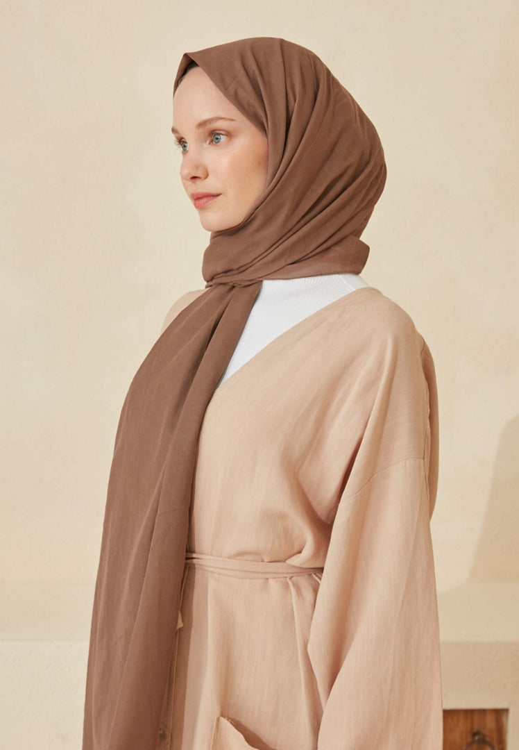 Thin Cotton Voile Hijab Pastel Brown