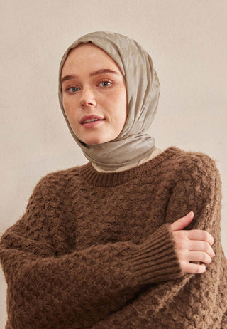 Houndstooth Jacquard Hijab Light Taupe
