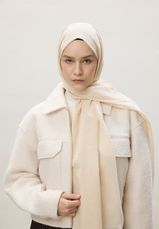 Thin Cotton Voile Hijab Ivory Beige