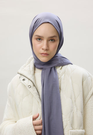 Thin Cotton Voile Hijab Blue-Gray