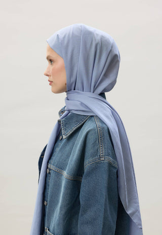 İNCE PAMUK VUAL ŞAL MİSTİK MAVİ