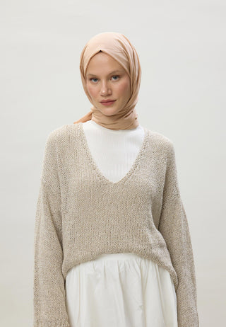 İNCE PAMUK VUAL ŞAL NUDE