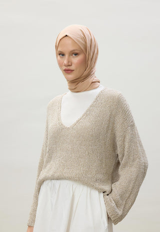 İNCE PAMUK VUAL ŞAL NUDE