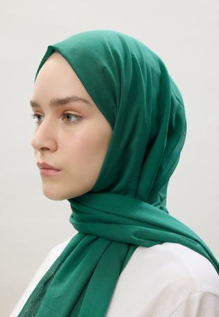 Thin Cotton Voile Hijab Forest Green